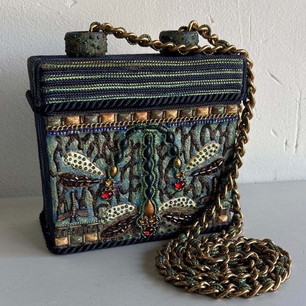 VTG Mary Frances Luxury Crossbody Dragonfly Box Bag Philippines Handmade - Picture 2 of 10